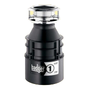 InSinkErator Badger® 1 garbage disposal featuring a heavy-duty motor and compact design, emphasizing affordability and durability.